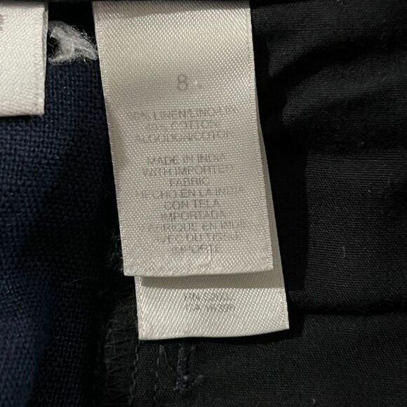 Vintage Liz Claiborne Linen Cotton Kylie Navy Blue High Waist Pleated Pants Sz 8 - Picture 8 of 9